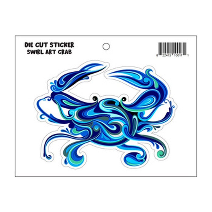 [10017] GENERIC SWIRL CRAB BLUE DIE CUT STICKER FULL COLOR