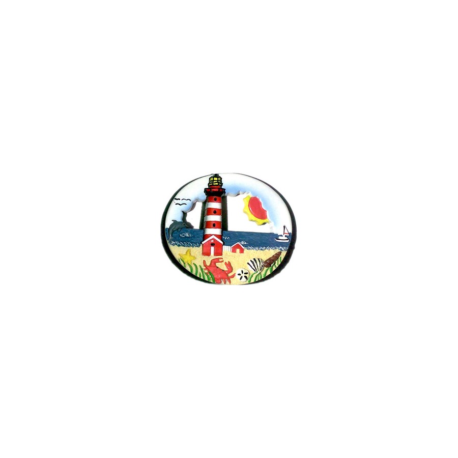 [10087] MAGNET RESIN RED LIGHTHOUSE IMPRINTABLE