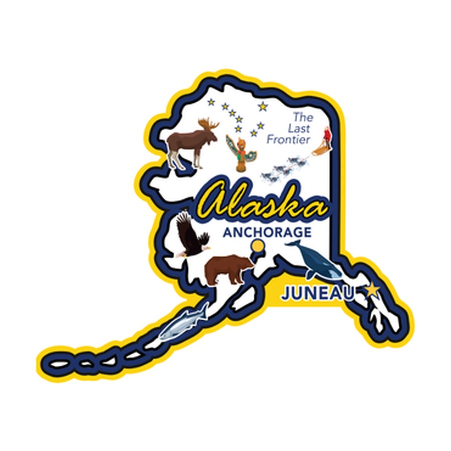 AK - FOIL DECO STATE MAGNET ALASKA  OUTLINE