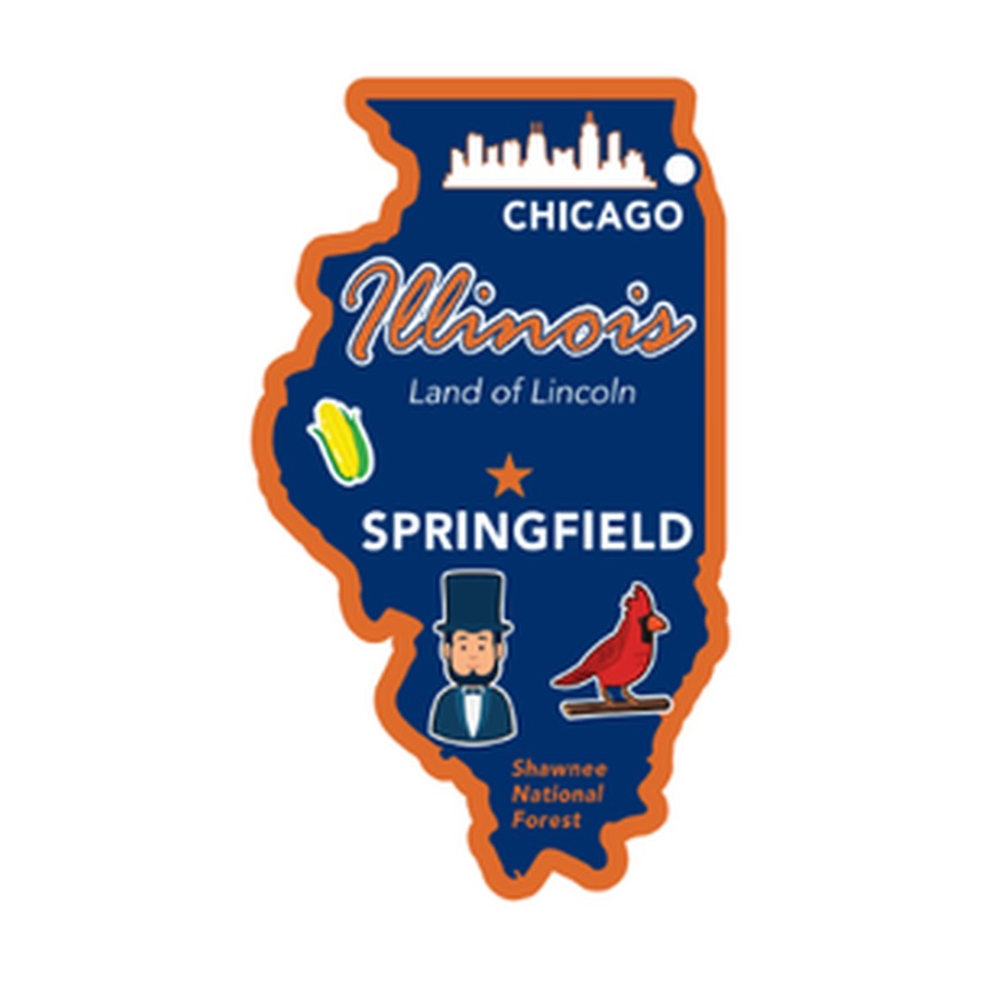 IL - FOIL DECO STATE MAGNET ILLINOIS OUTLINE