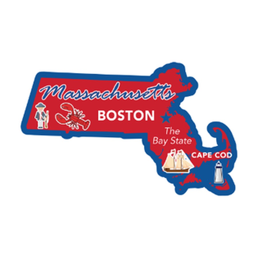[10215] MA - FOIL DECO STATE MAGNET MASSACHUSETTS OUTLINE