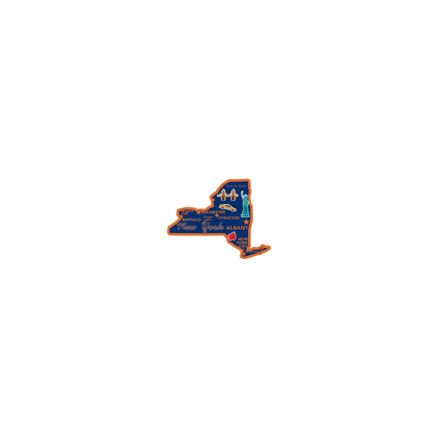 [10225] NY - FOIL DECO STATE MAGNET NEW YORK OUTLINE