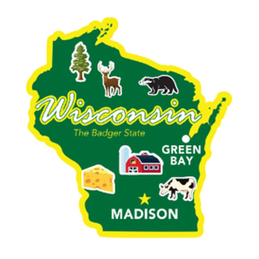 WI - FOIL DECO STATE MAGNET WISCONSIN OUTLINE
