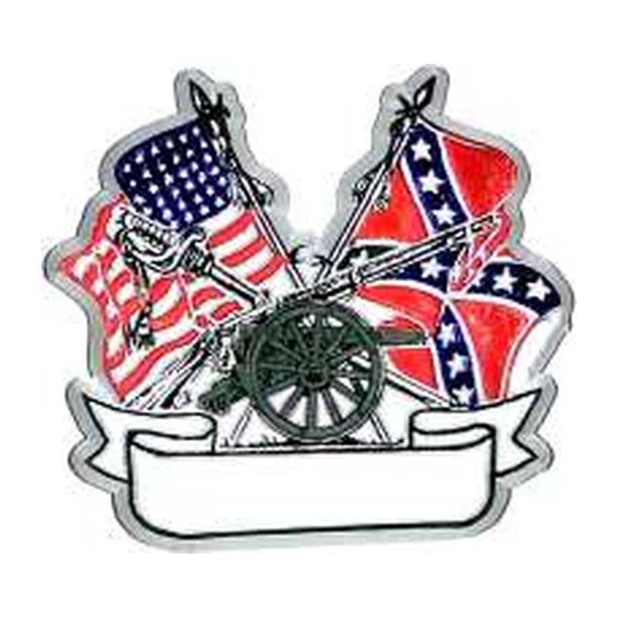 PLAS MAGNET CIVIL WAR FLAGS CROSSED CANNON IMPT