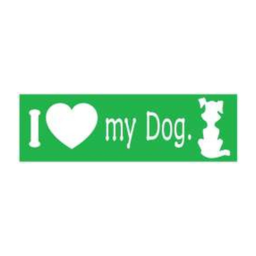 9.75X3 BUMPER STICKER LOVE DOG