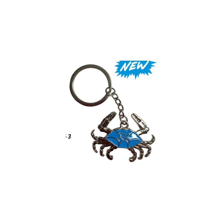 BLUE CRAB ALLOY METAL KEYRING