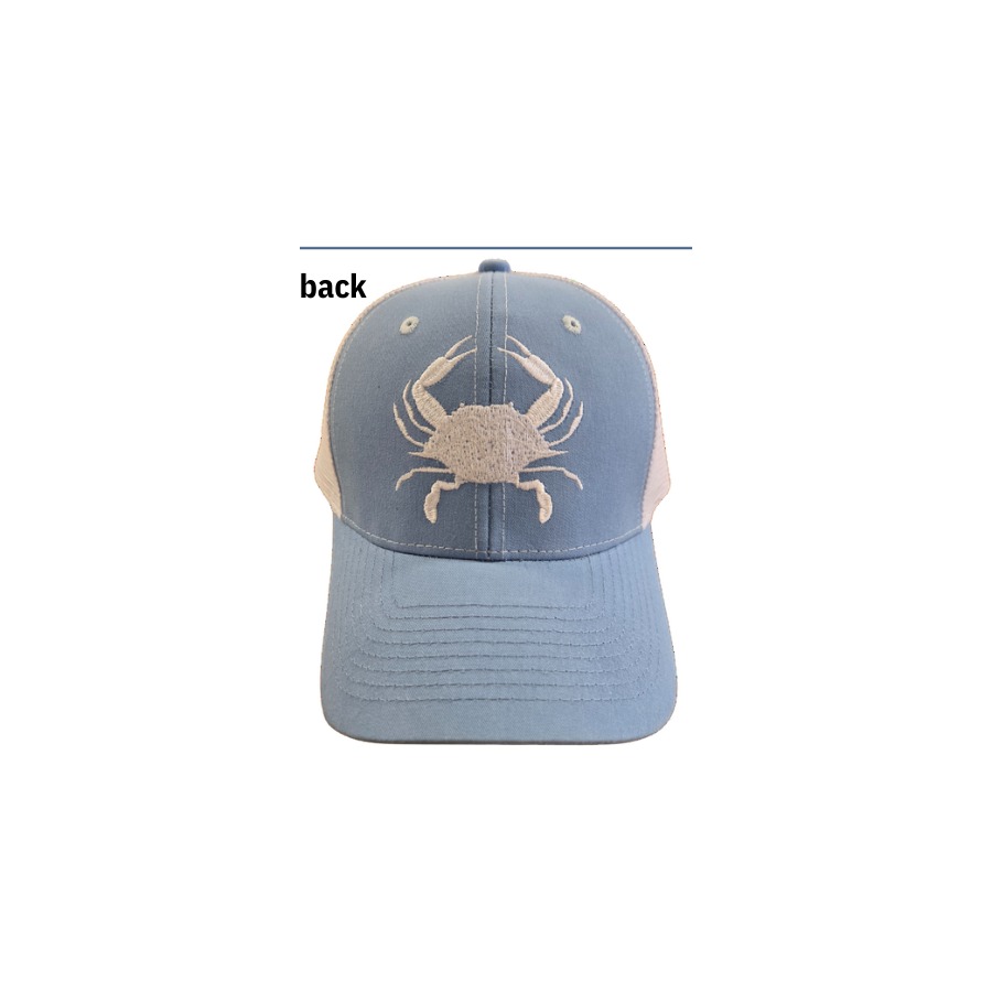 [10360] WHITE CRAB SILOUETTE LIGHT BLUE SNAPBACK HAT