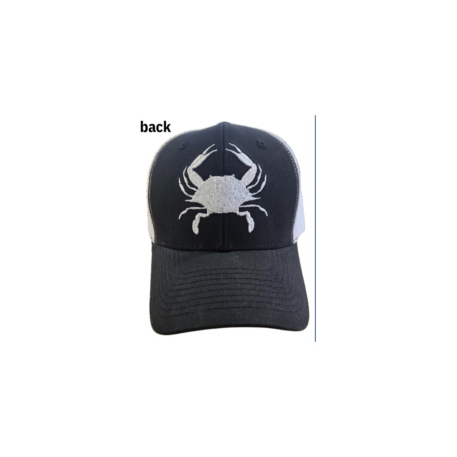 [10361] WHITE CRAB SILOUETTE BLACK SNAPBACK HAT