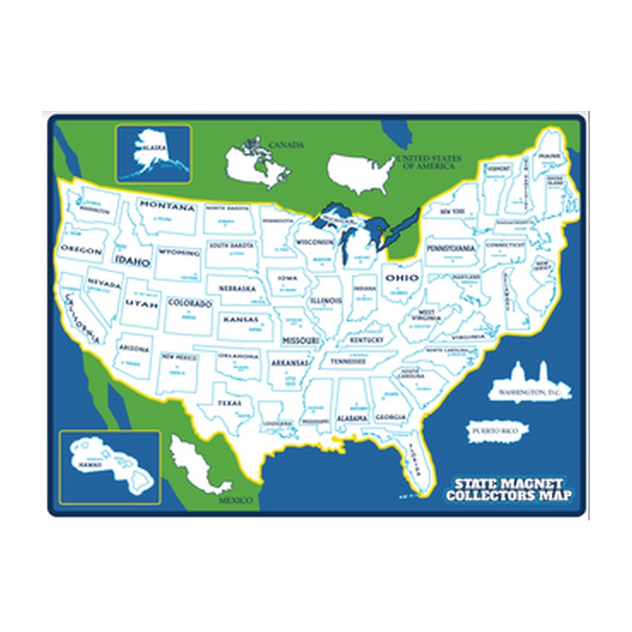 USA METAL MAP MAGNET BOARD 18"x24"