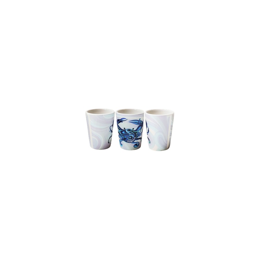 VA SWIRL CRAB BLUE FULL WRAP CERAMIC SHOT CUP