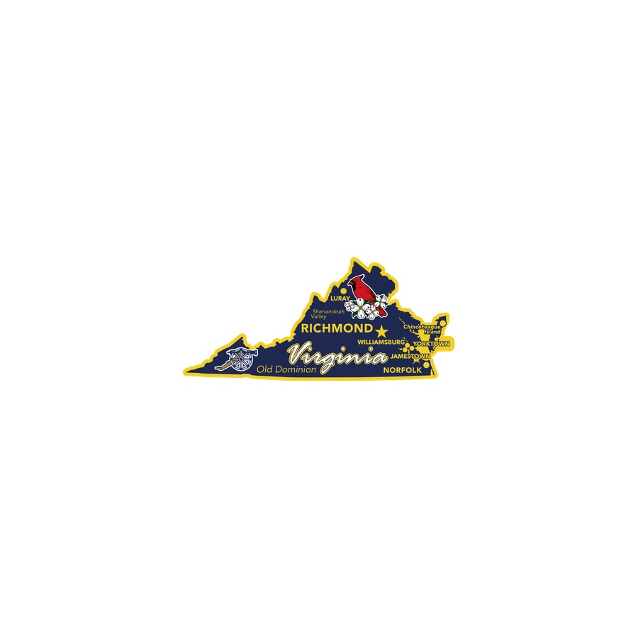 VA - FOIL DECO 6" LARGE MAGNET VIRGINIA OUTLINE (BLACK & GOLD) JT, YT, LURAY