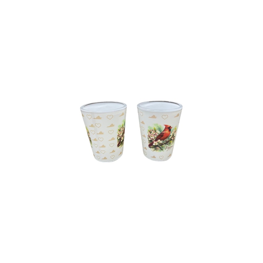 [20451] SHOT GLASS VIRGINIA CARDINAL & DOGWOOD VA FULL WRAP