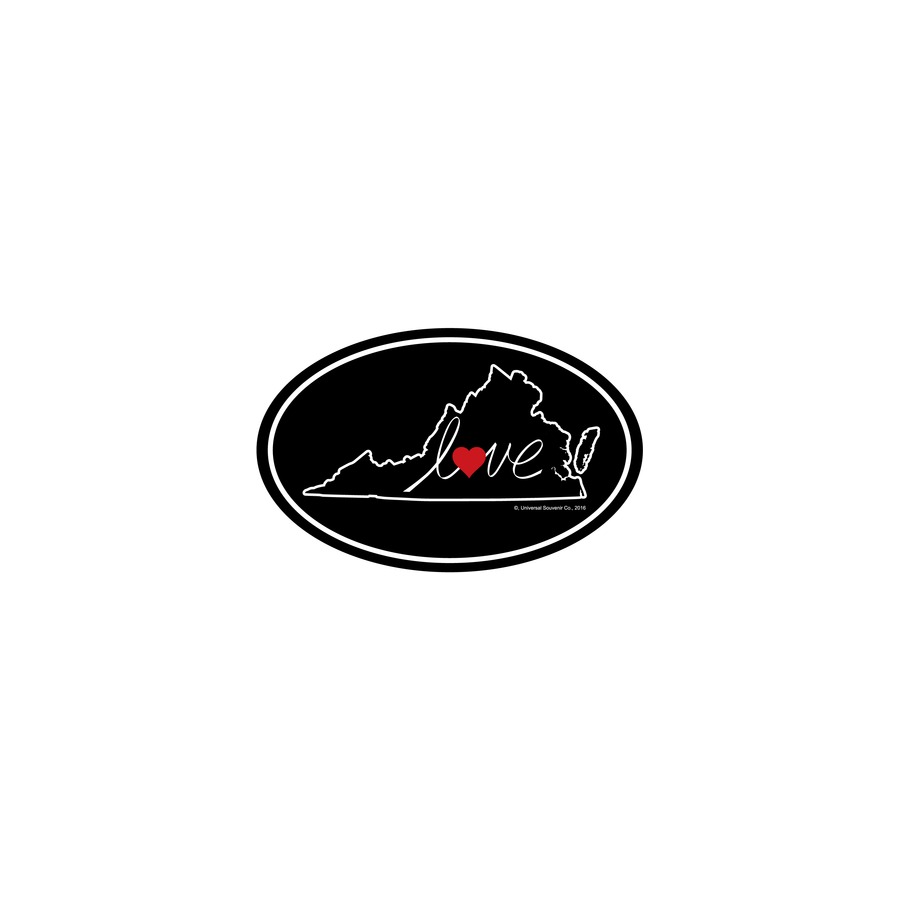 [20618] STICKER OVAL LOVE VA RED & BLACK