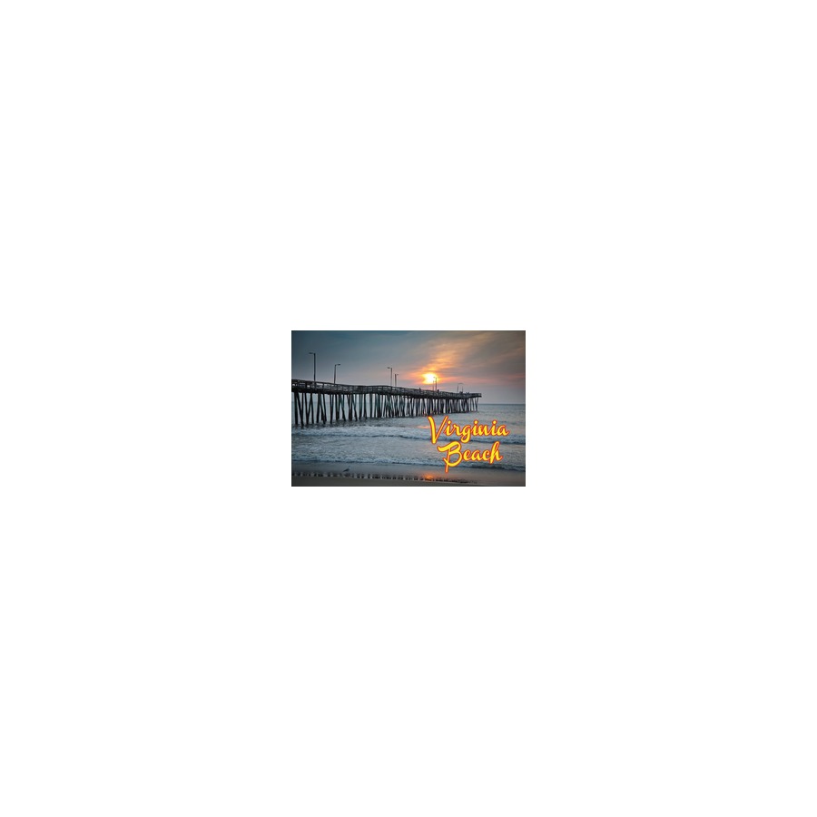 [30099] POSTCARD VB PIER SUNSET (BLUE)