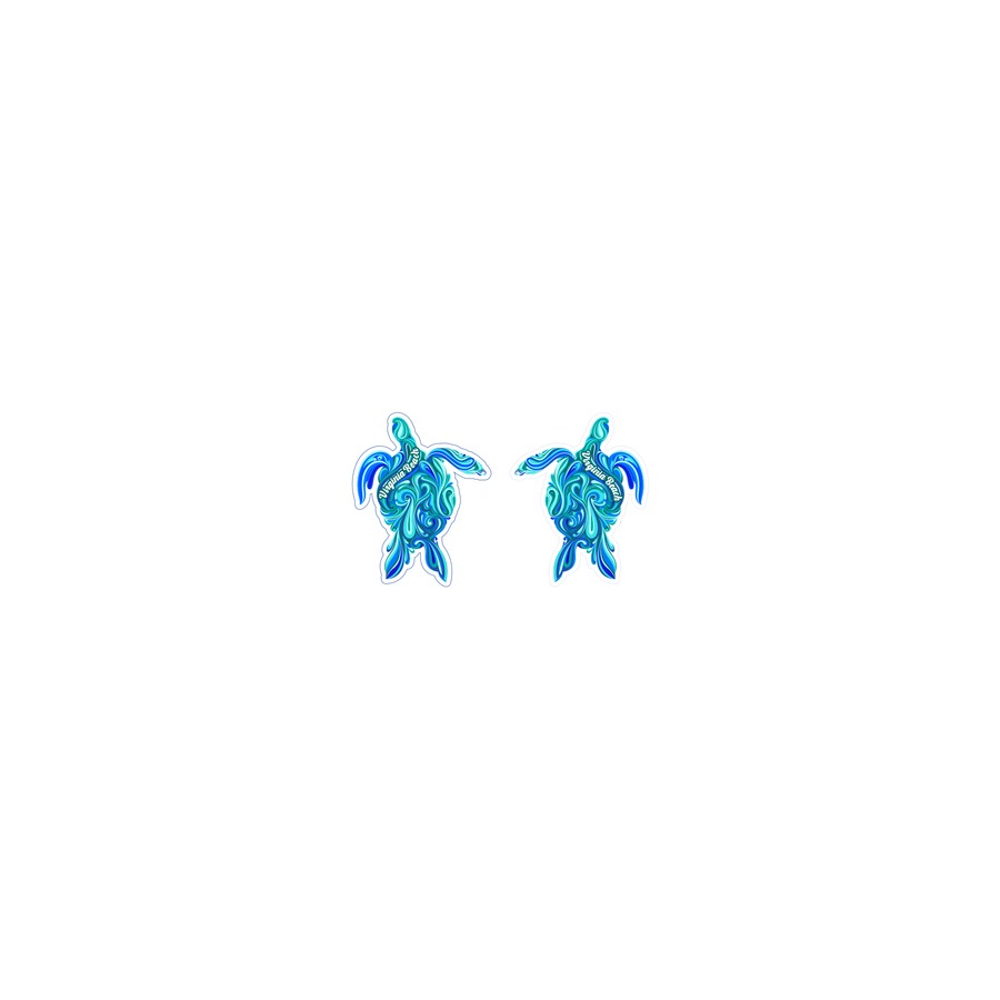 [30164] VB SWIRL TURTLE TEAL EPOXY DIE CUT KEYRING