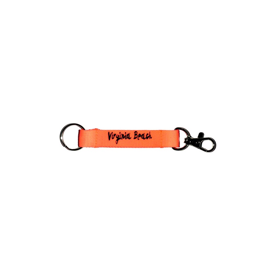 [30487] Key Ring Lanyard Orange/Black Virginia Beach Imprint