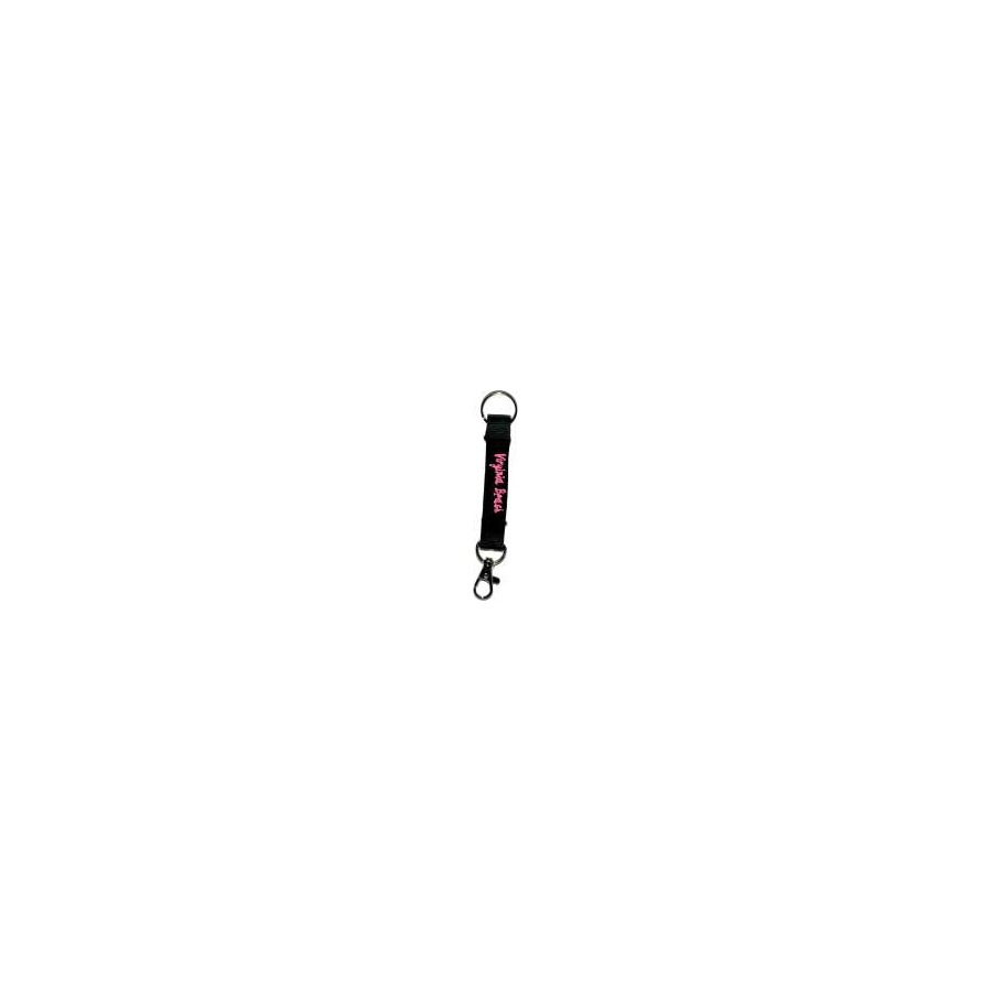 Key ring lanyard Vb black webbing w/ pink imprint
