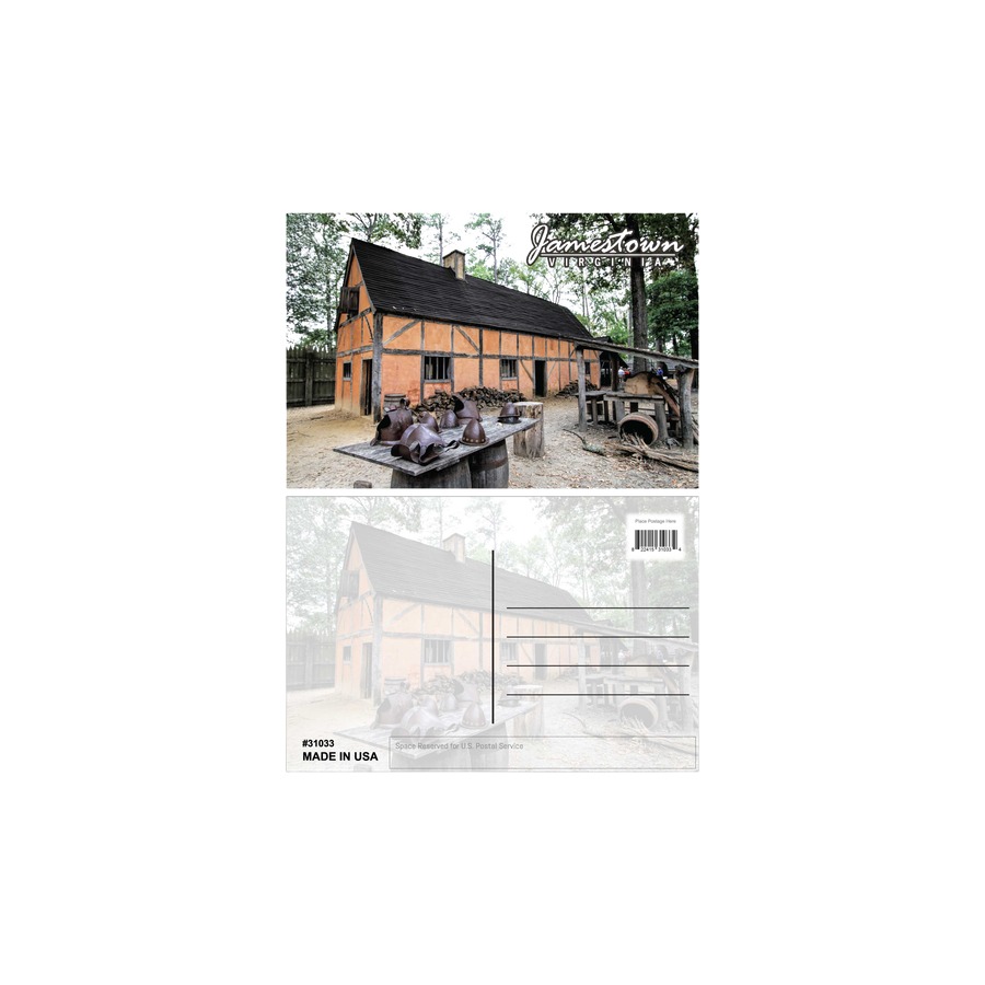 [31033] POSTCARD JAMESTOWN ARMOUR IN FRONT OF BUILDING