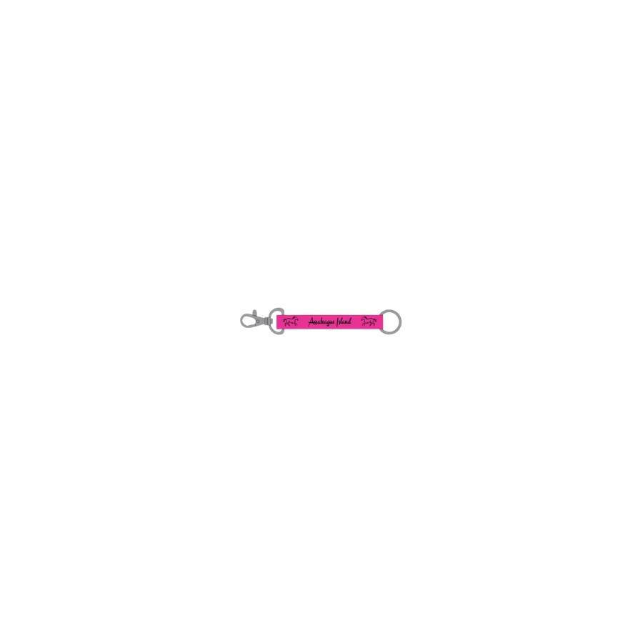 [32070] KEY RING LANYARD AI PINK / BLACK IMPRINT SCREEN