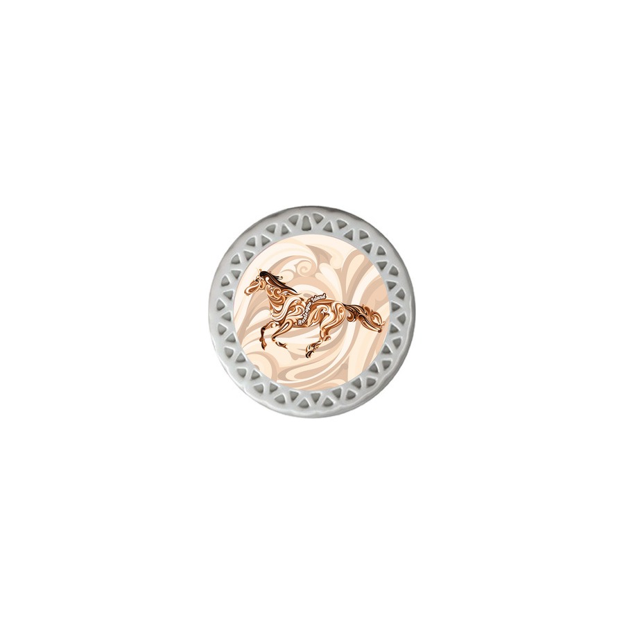 [32378] AI SWIRL HORSE BROWN PORC. ORNAMENT 3" SUB.