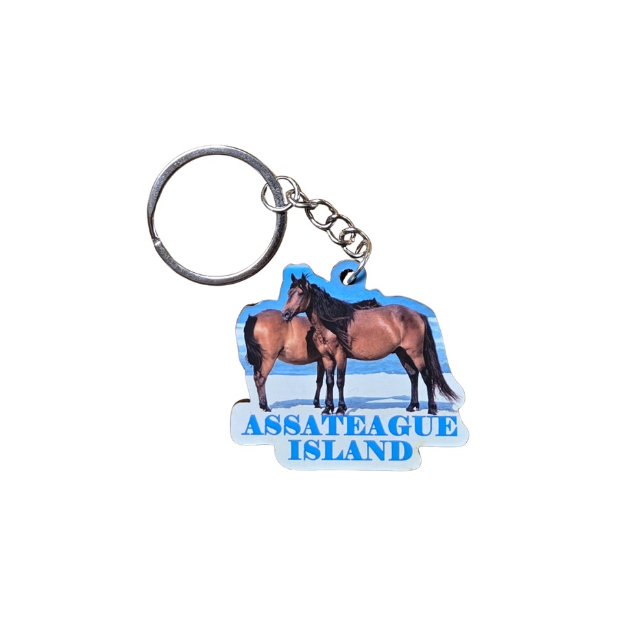 AI ASSATEAGUE 2 HORSES BLUE 2-LEVEL EPOXY DECO KEYRING
