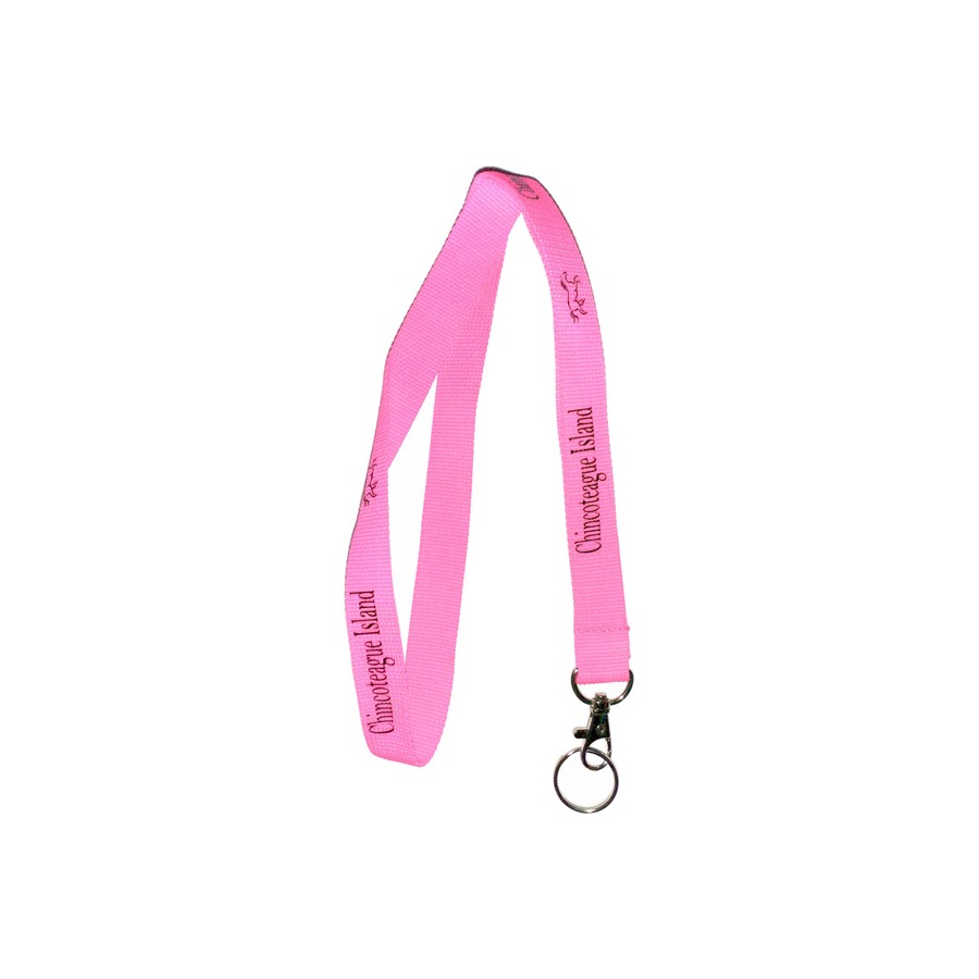 [33067] NECK CORD LANYARD CHINCOTEAGUE PONY NEON PINK / BLACK IMPRINT