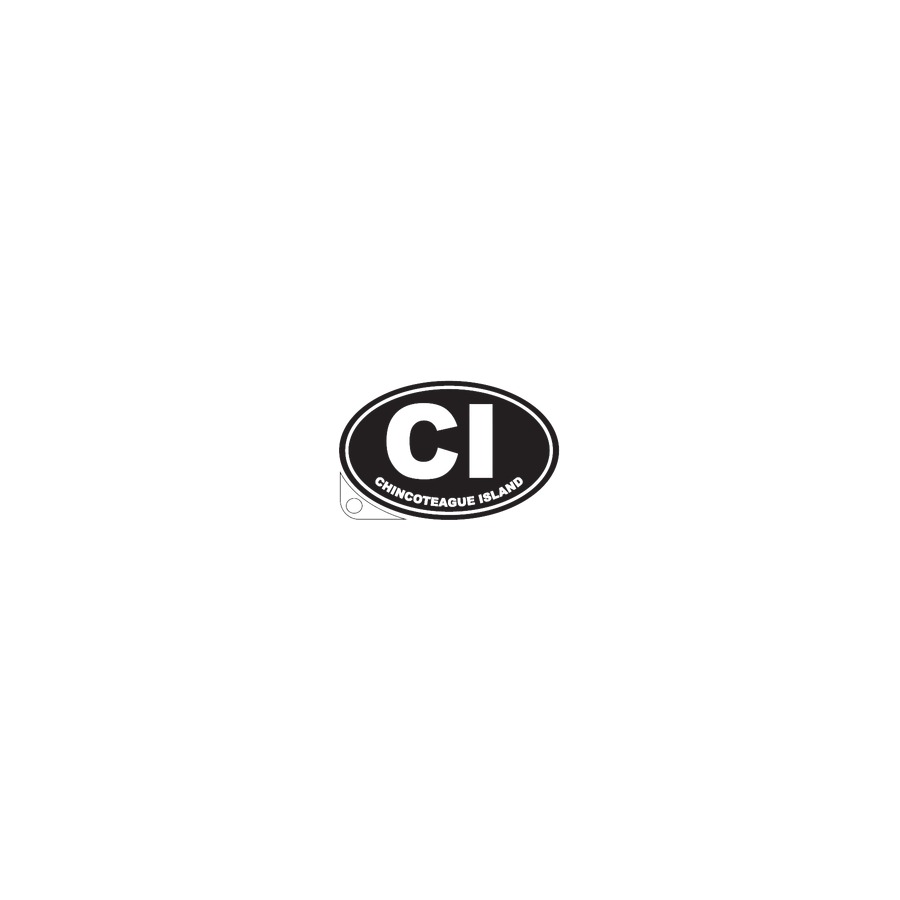 MEDIUM OVAL STICKER CI CHINCOTEAGUE 4" BLACK
