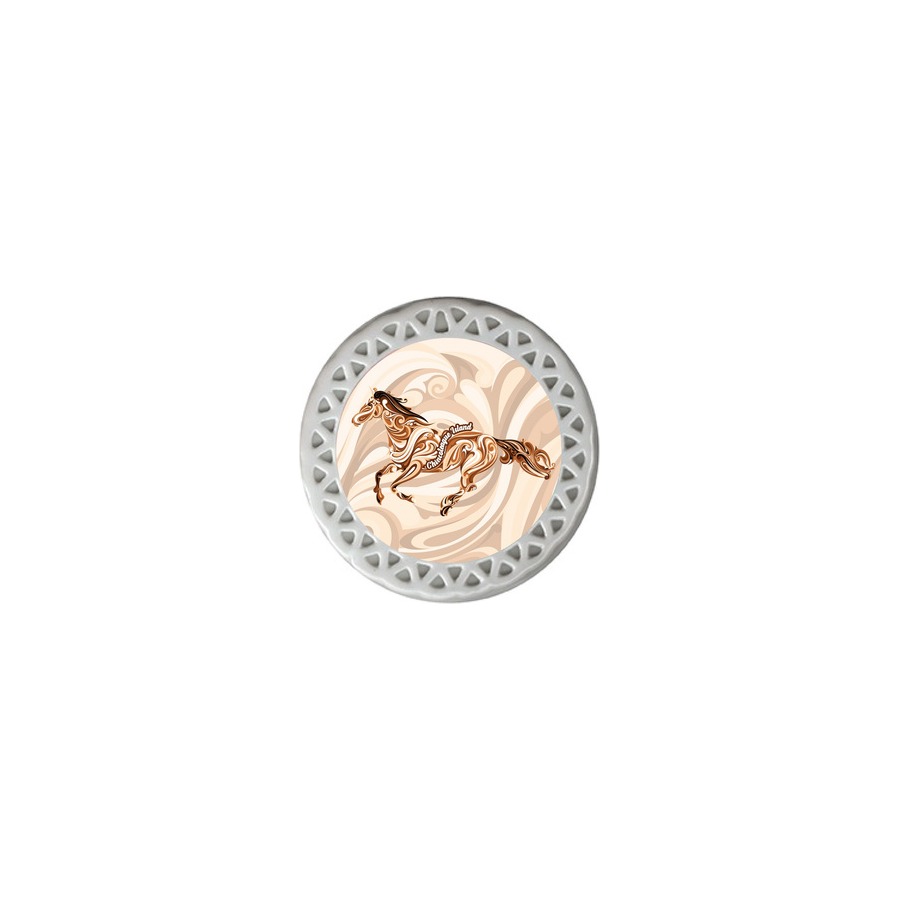 CI SWIRL HORSE BROWN PORC. ORNAMENT 3" SUB.