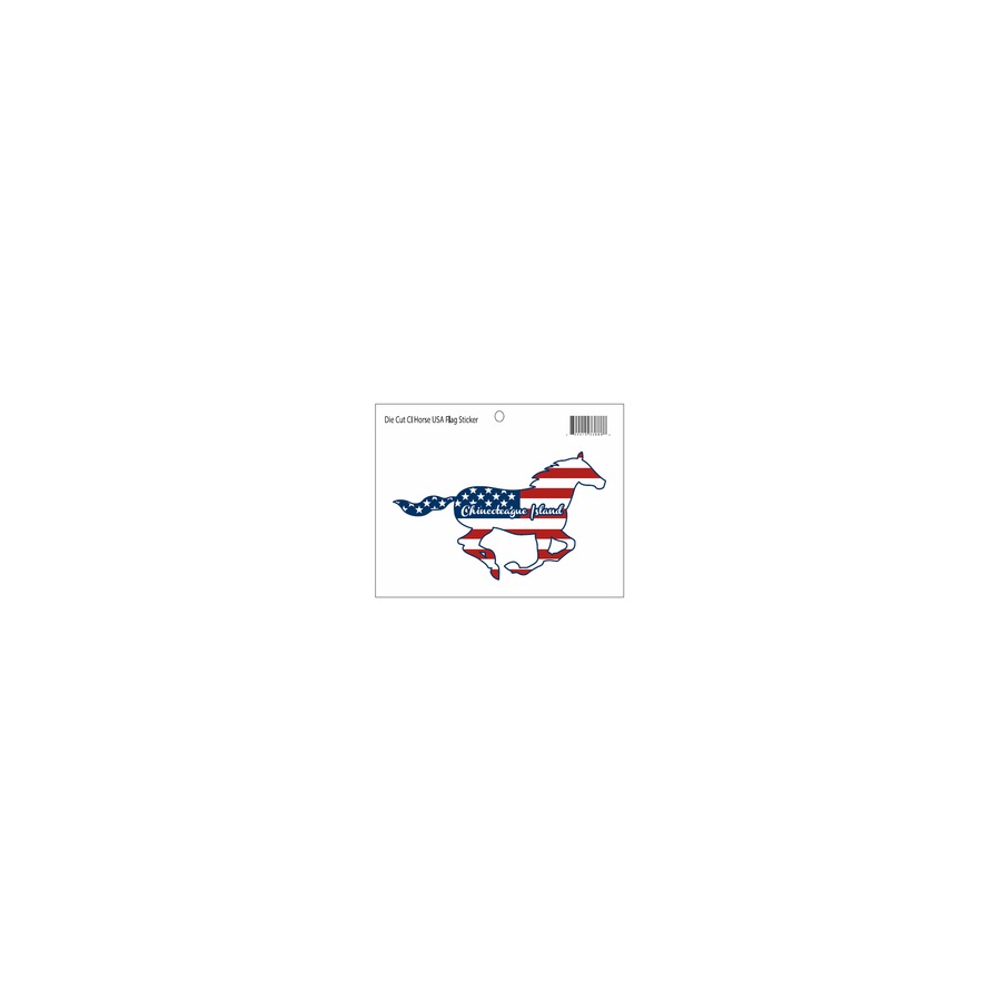 [33888] DIE CUT STICKER USA FLAG HORSE CI