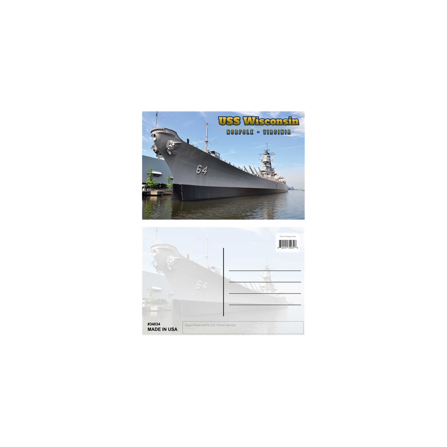 [34034] POSTCARD NORFOLK USS WISCONSIN DAY