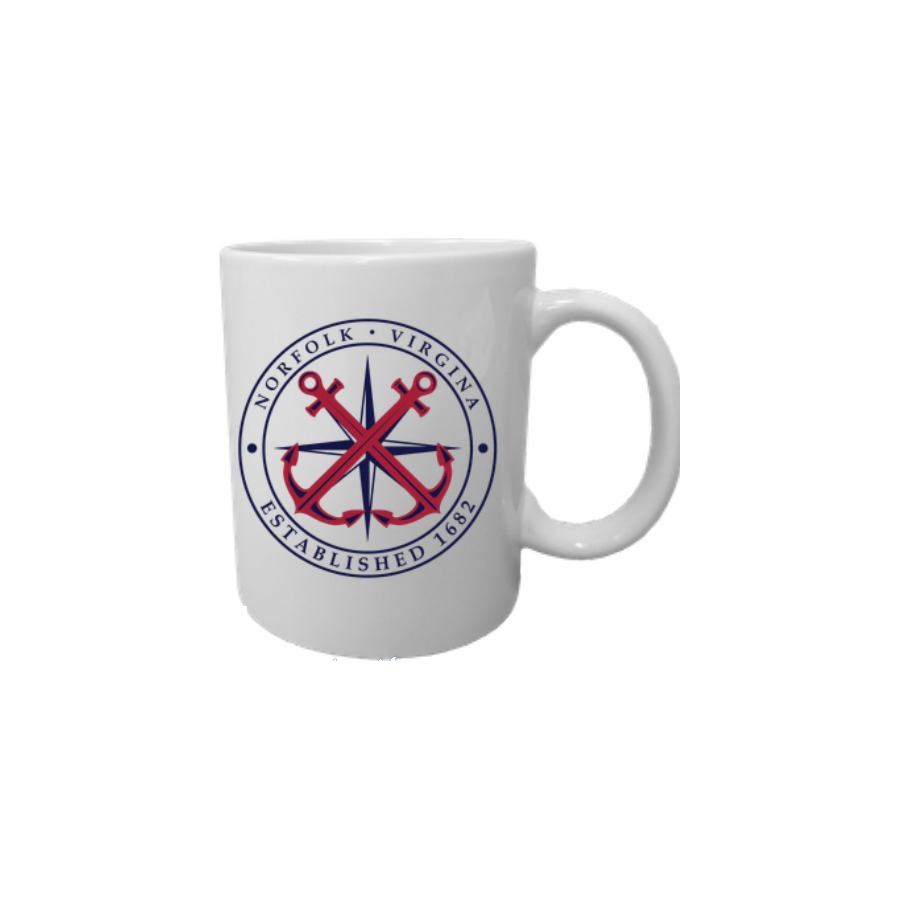 11OZ MUG FULL WRAP NORFOLK CROSS ANCHORS RED WHITE BLUE