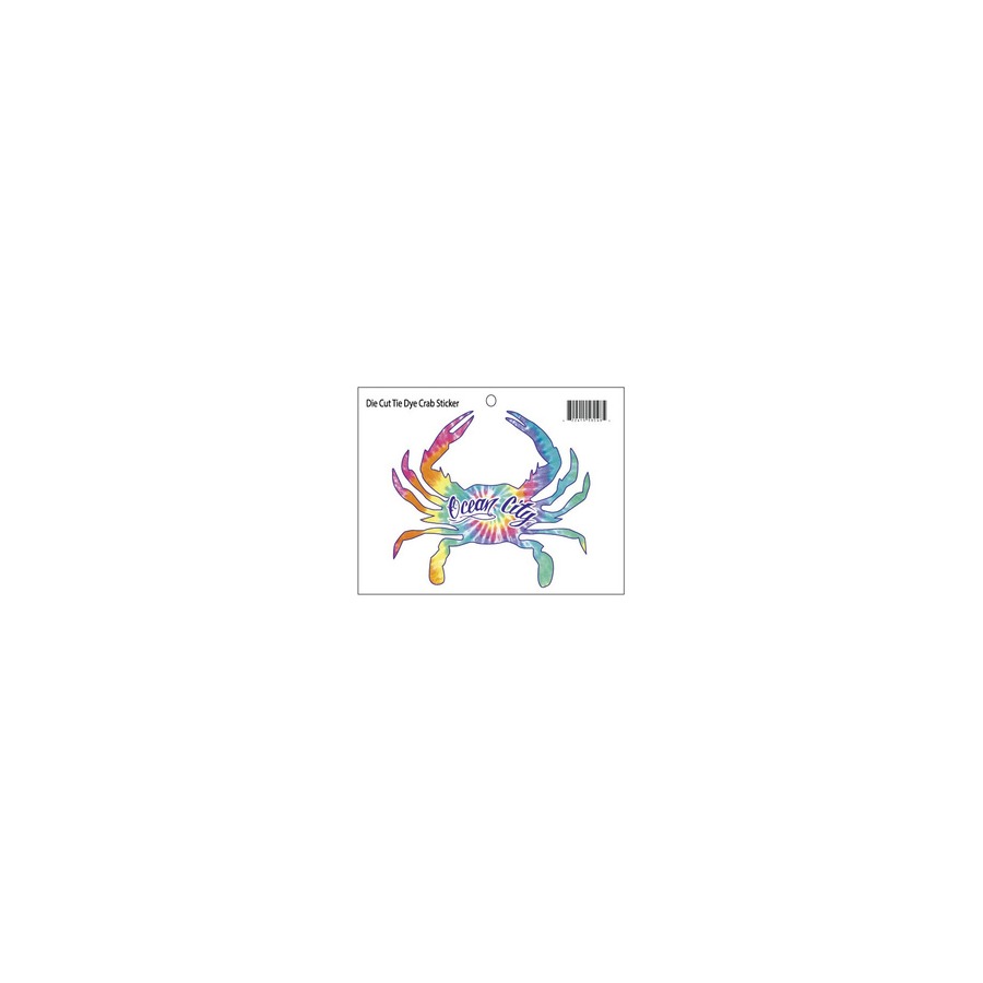 DIE CUT STKR TIE DYE CRAB OCEAN CITY