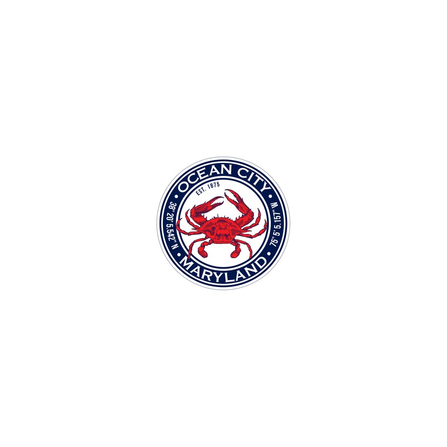 OC RED CRAB NAVY 5" ROUND STICKER W/ BAG