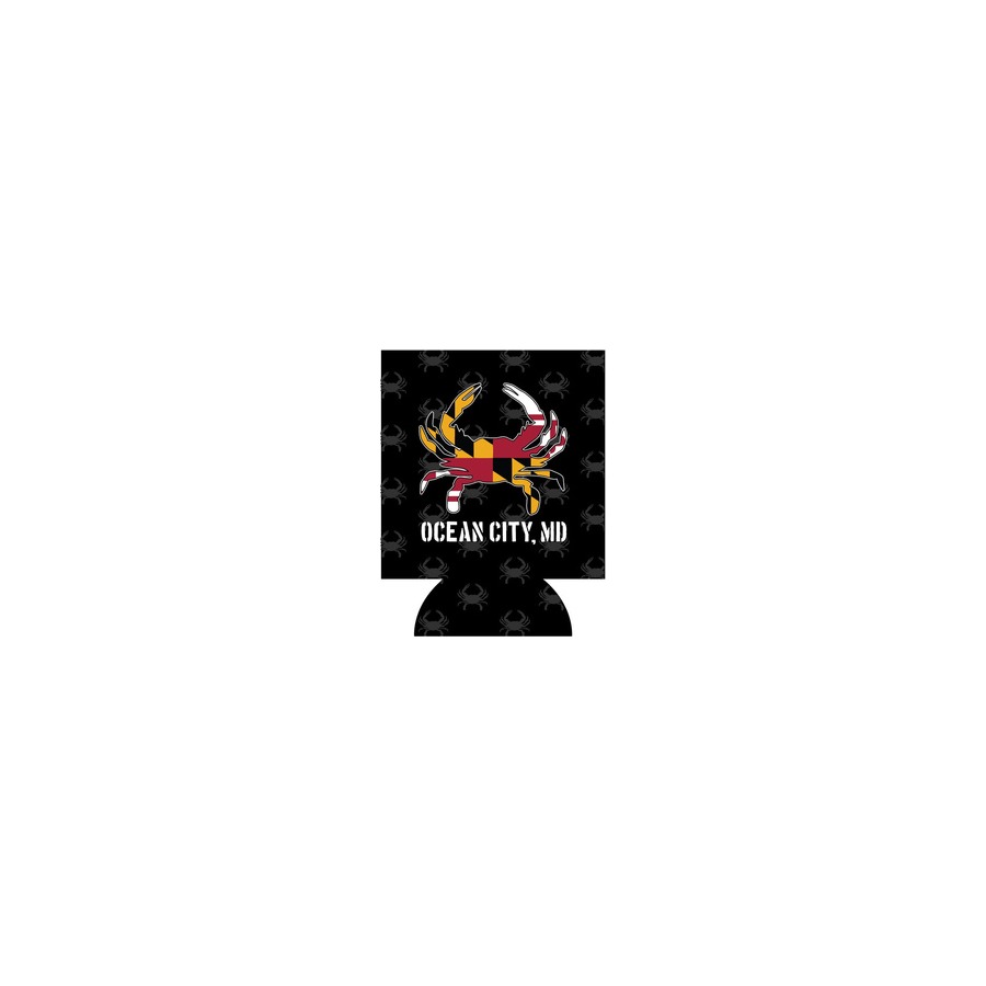 [58109] CAN COOLER OC MD CRAB FLAG BLACK