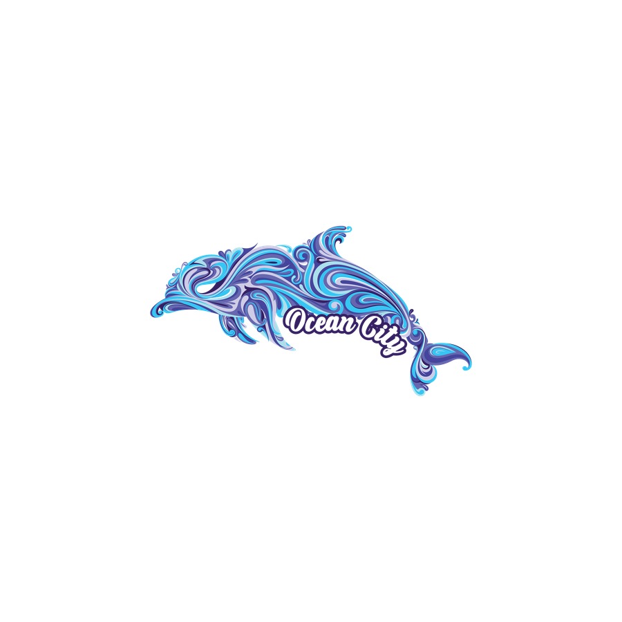 [58291] OC DOLPHIN BLUE SWIRL MAGNET DIE CUT EPOXY