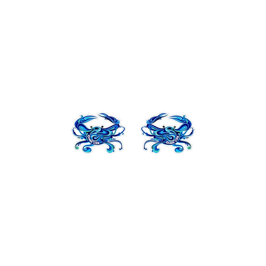 58298 SWIRL BLUE CRAB EPOXY DIE CUT KEYRING