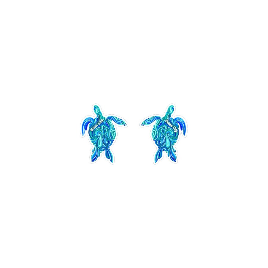 [58302] OC SWIRL TURTLE TEAL EPOXY DIE CUT KEYRING