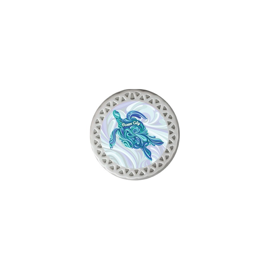 [58314] OC TURTLE TEAL PORC. ORNAMENT 3" SUB.