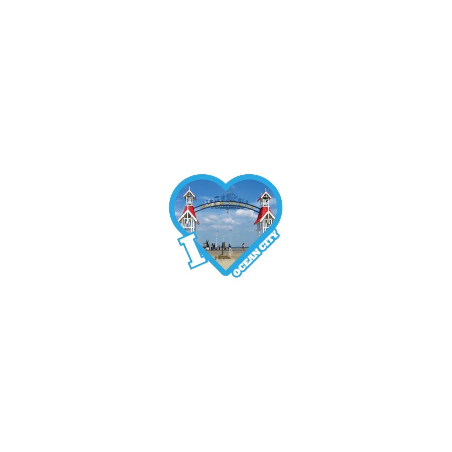 [58334] OC OCEAN CITY I HEART BOARDWALK ARCH 2-LEVEL DECO MAGNET