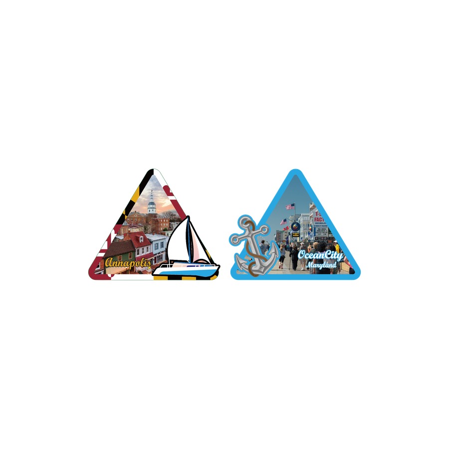 [58336] OC OCEAN CITY TRIANGLE ANCHOR 2-LEVEL DECO MAGNET