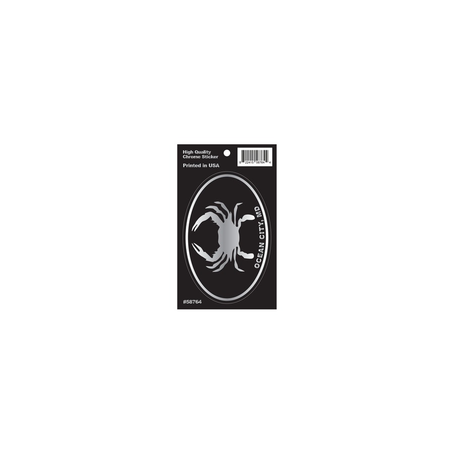 HANGING OVAL CHROME STICKER OC MD CRAB