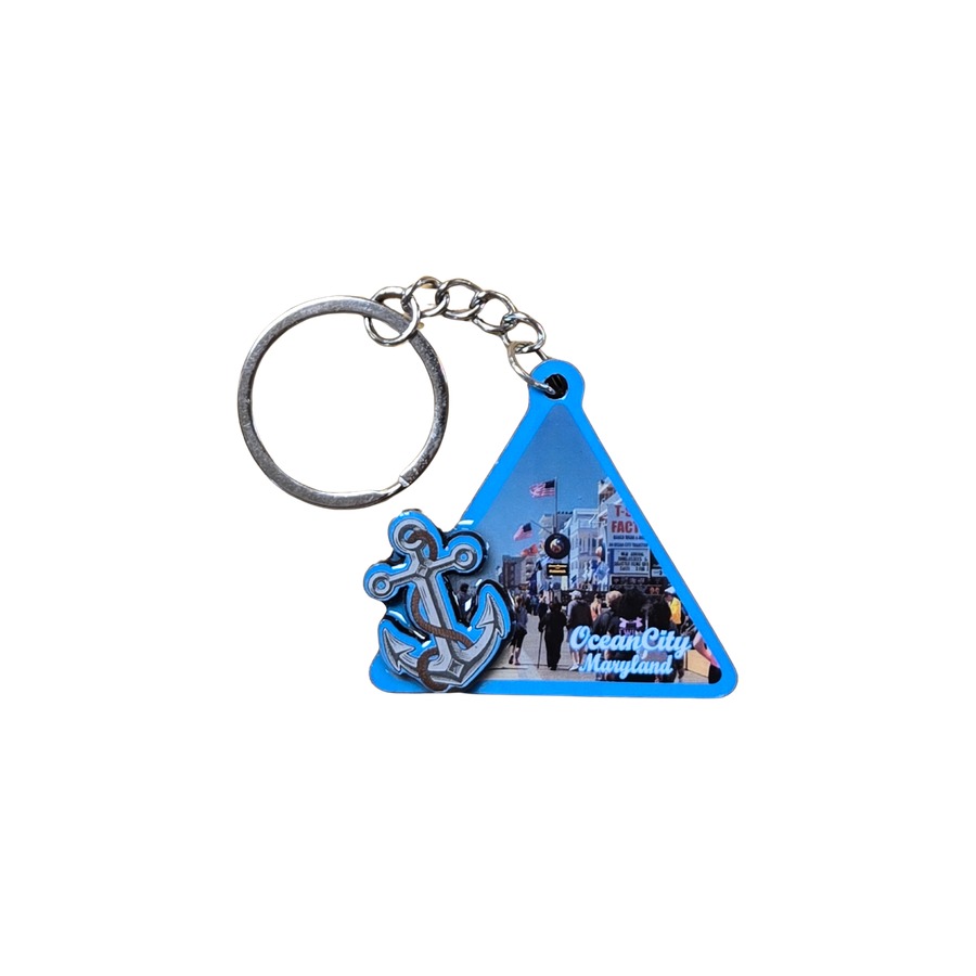 OC OCEAN CITY TRIANGLE ANCHOR 2-LEVEL DECO KEYRING