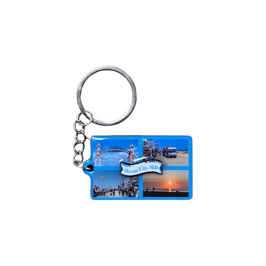 [58816] OC OCEAN CITY 4 PICS 2-LEVEL DECO KEYRING
