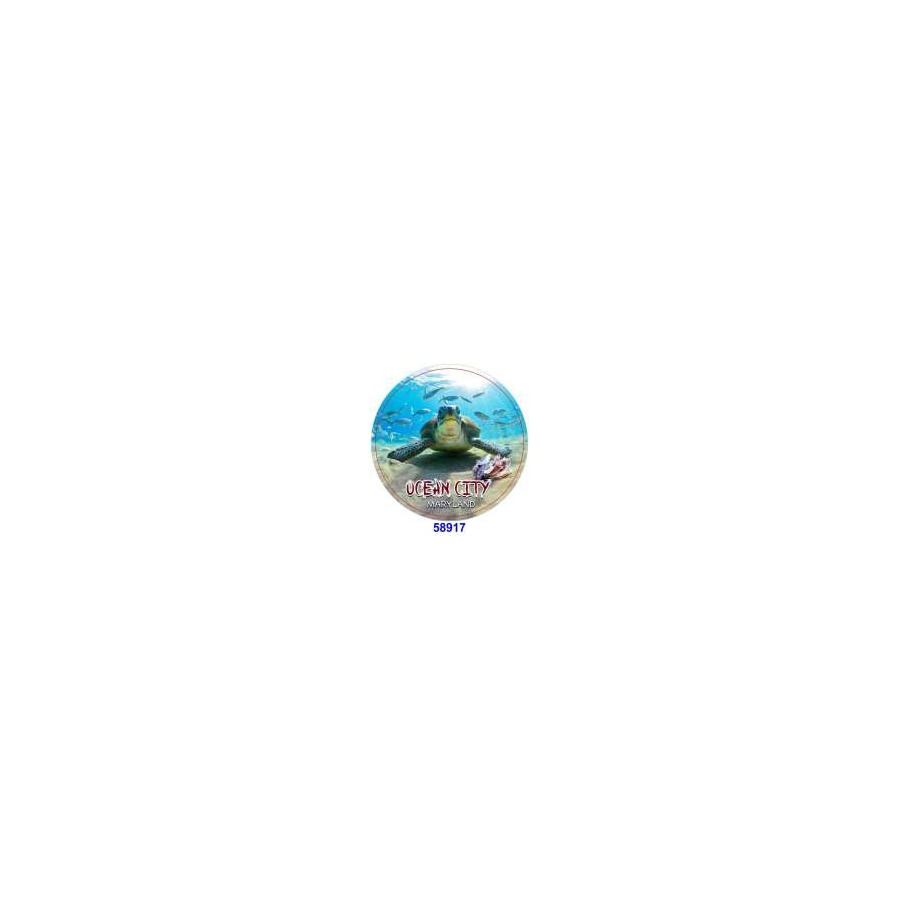 [58917] TURTLE FRONT OCEAN CITY MD ROUND MAGNET EPOXY