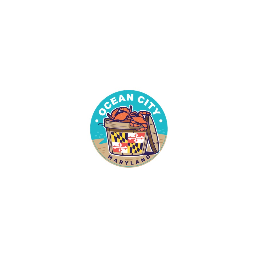 OC CRAB BUSHEL MD FLAG 2.25" ROUND MAGNET