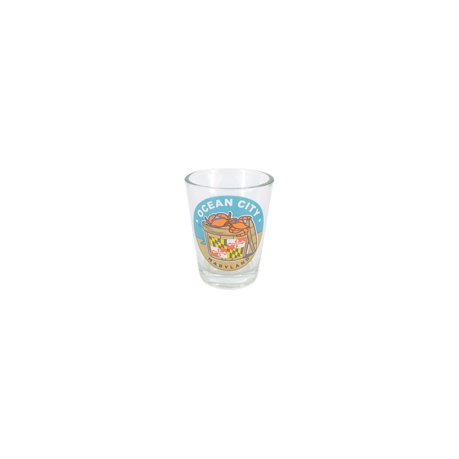 [58935] OC CRAB BUSHEL MD FLAG FULL WRAP  SHOT GLASS