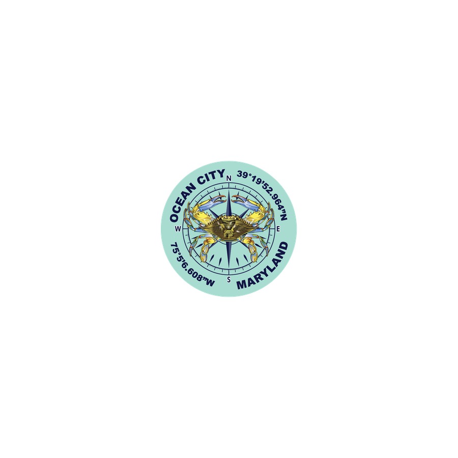 [58937] OC CRAB COORD COMPASS 2.25" ROUND MAGNET