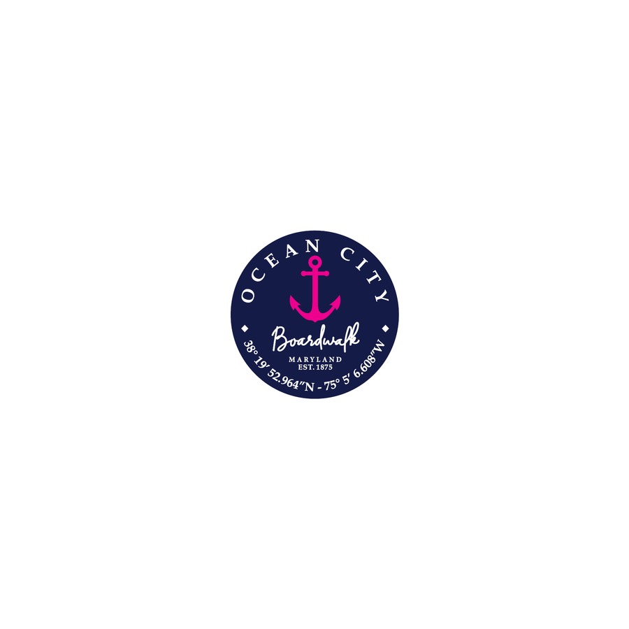 OC ANCHOR BOARDWALK NAVY/PINK 2.25" ROUND MAGNET