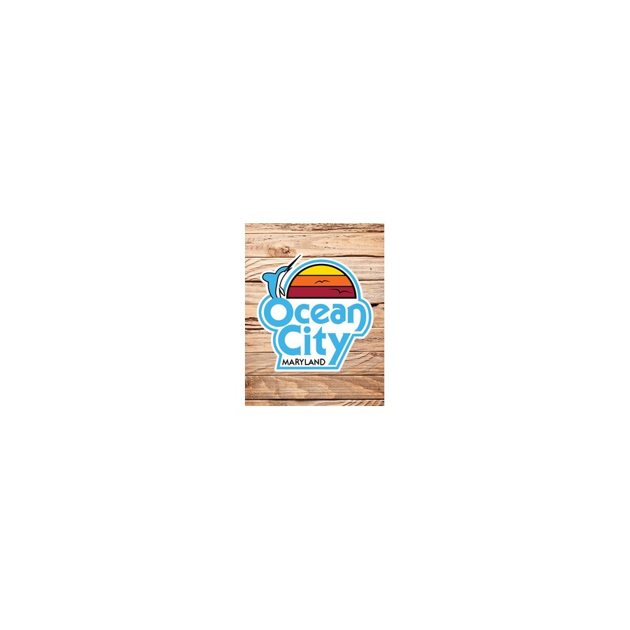 [58947] OC LOGO BOARDWALK WOOD PVC EMBOSSED MAGNET W/ GOLD HIGHLIGHT