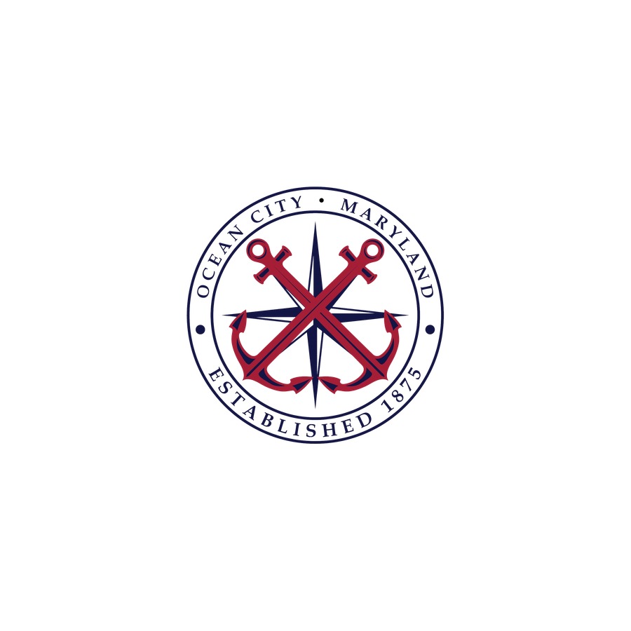 [58955] DECOWOOD MAGNET OCEAN CITY MD CROSS ANCHORS RED WHITE BLUE THICK